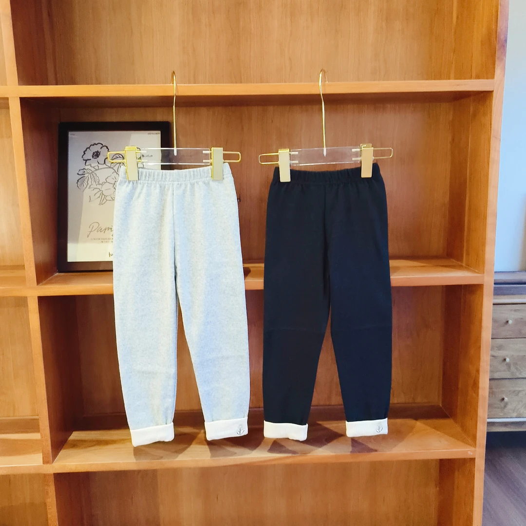 女童春季纯色裤脚刺绣小花休闲裤1113547