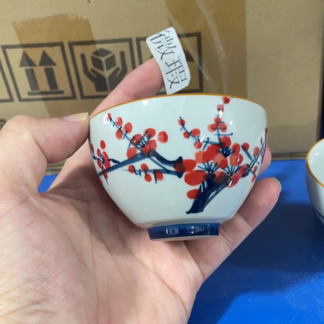 釉下手绘茶具微瑕