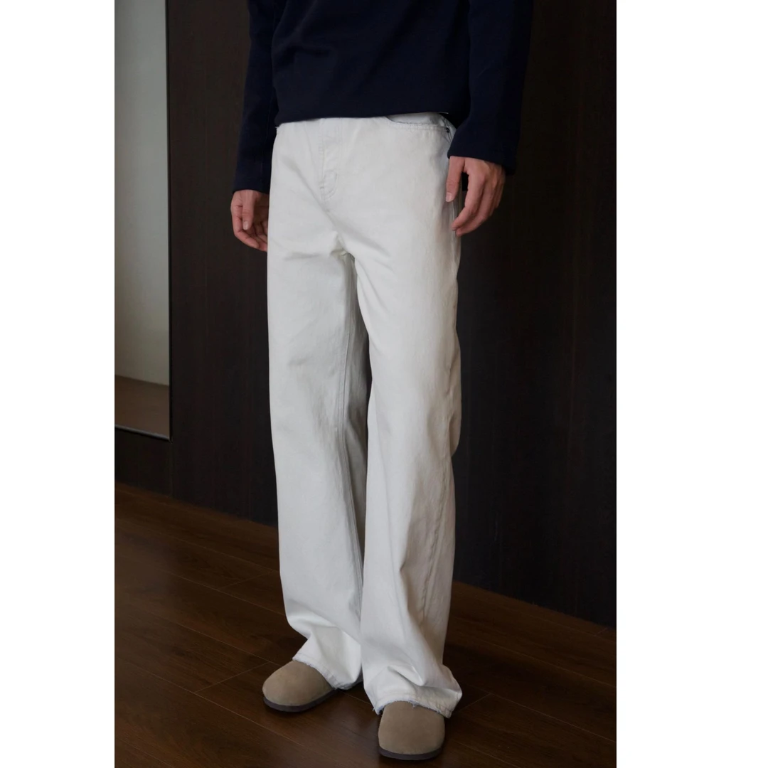 ANN DNR “紫砂白牛”13盎司直筒休闲牛仔裤KL80099