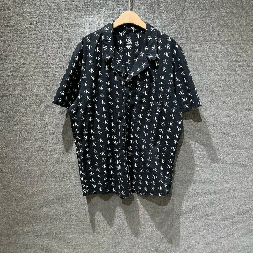 99新 maje  Calvin Klein（pm）满印logo短袖衬衫 L码/0683