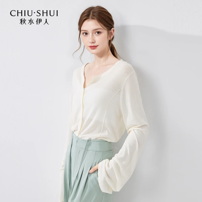 【品牌折扣】秋水伊人软糯简约针织衫夏透气温柔显624222M100753