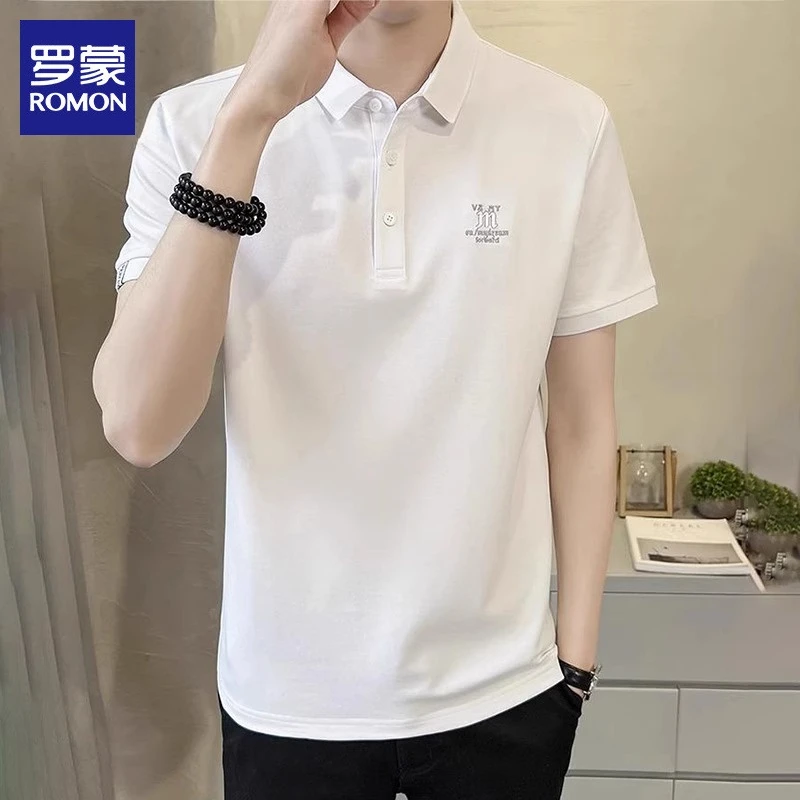 罗蒙Polo衫男士2025夏季新款帅气翻领纯色体恤休闲短袖t恤男上衣