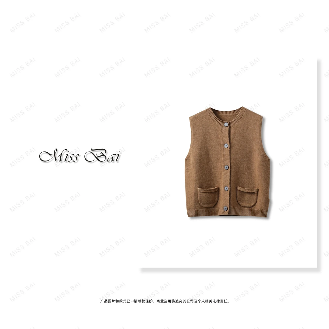 YIWEN-【捡漏款】简约设计款轻奢时尚马甲休闲无袖MJ0758新款高档