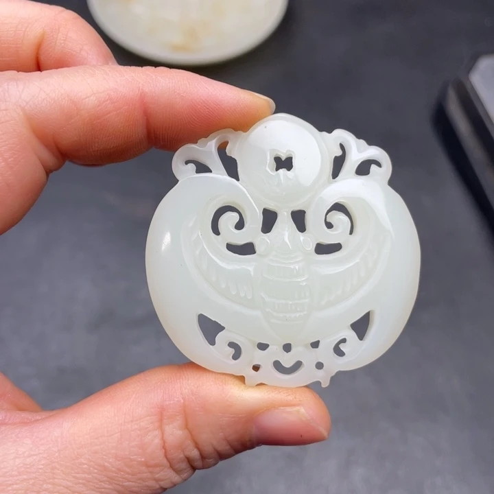 把件白玉菩提摆件