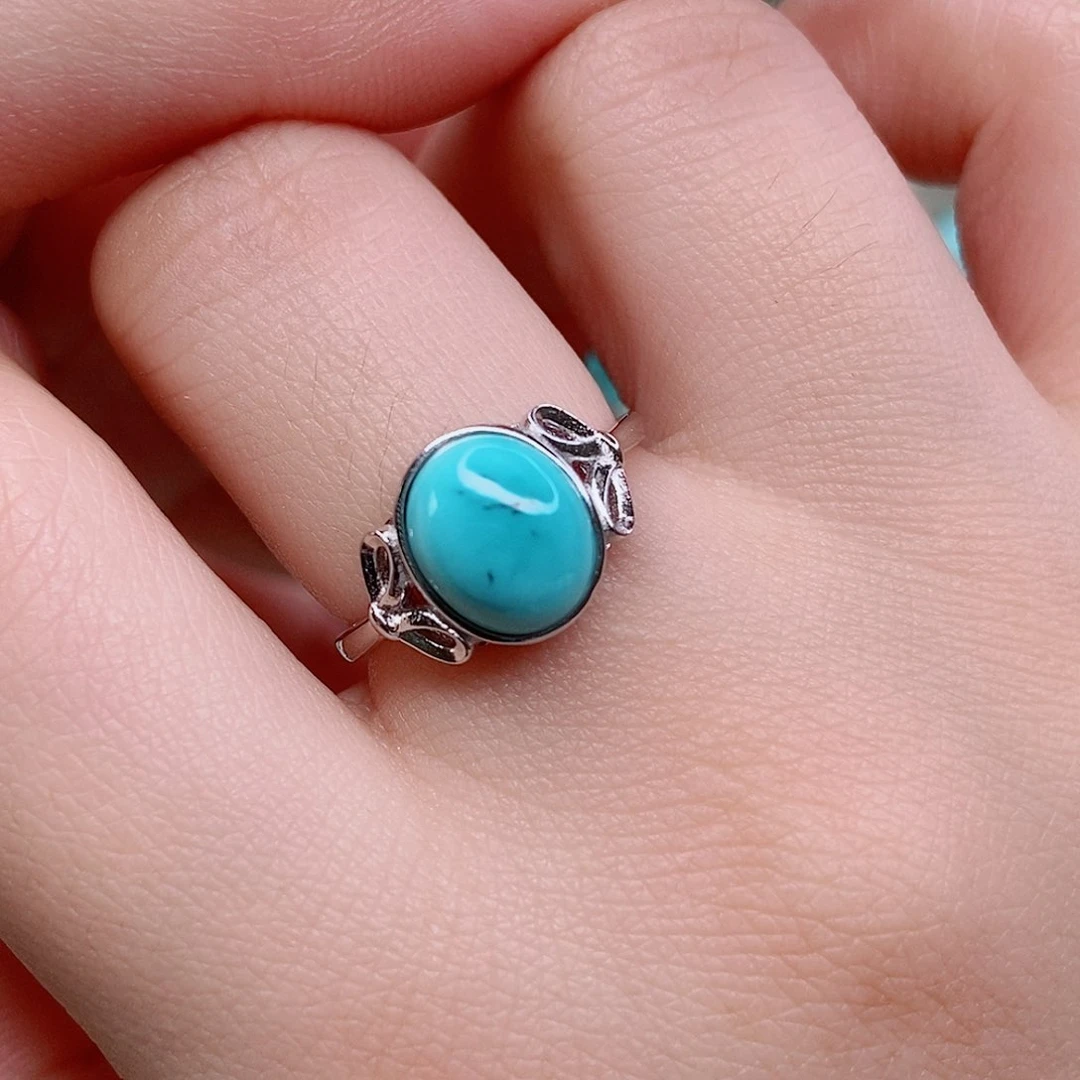 绿松石戒指银S925镶嵌