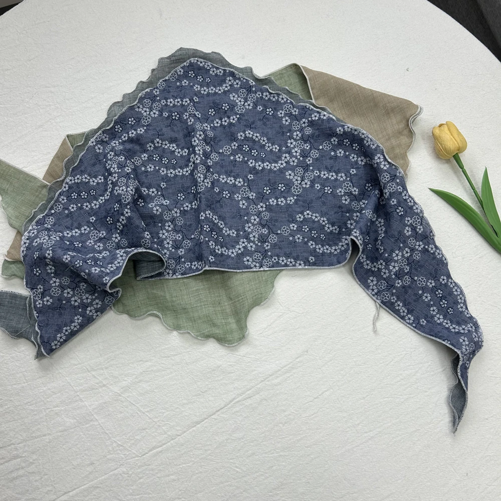 压皱亚麻肌理感 复古百搭文艺薄款围巾春夏新款长条方巾