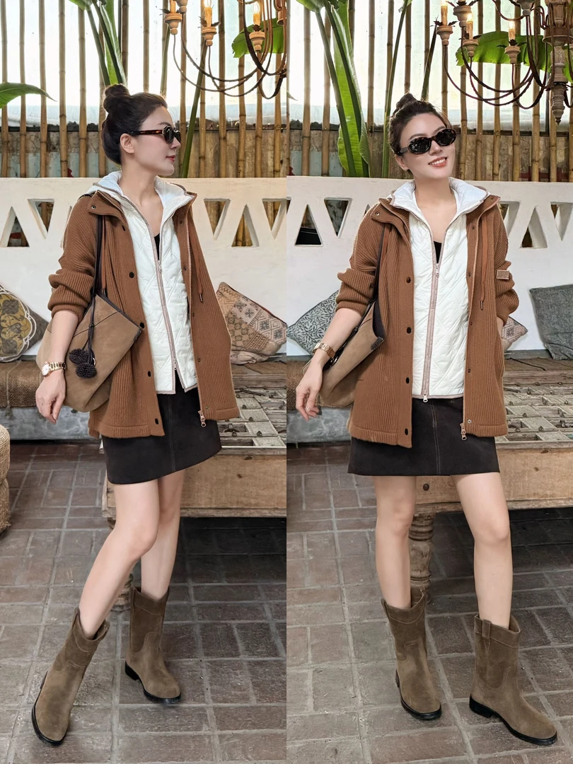 曼辰manchenh"BC北欧新贵"订纺纱2股26s羊绒羊毛高克重针织外套