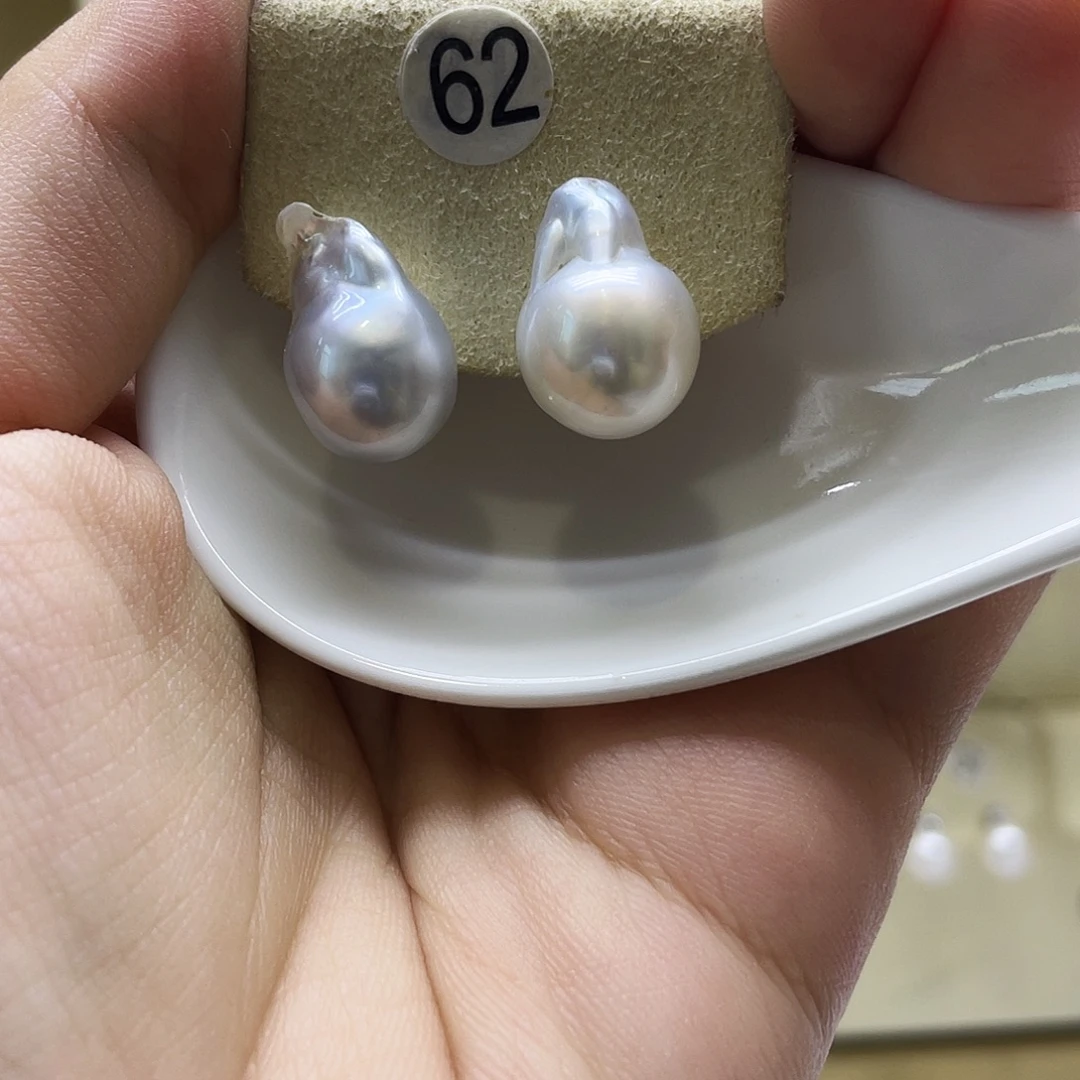 海水珍珠银S925镶嵌耳饰