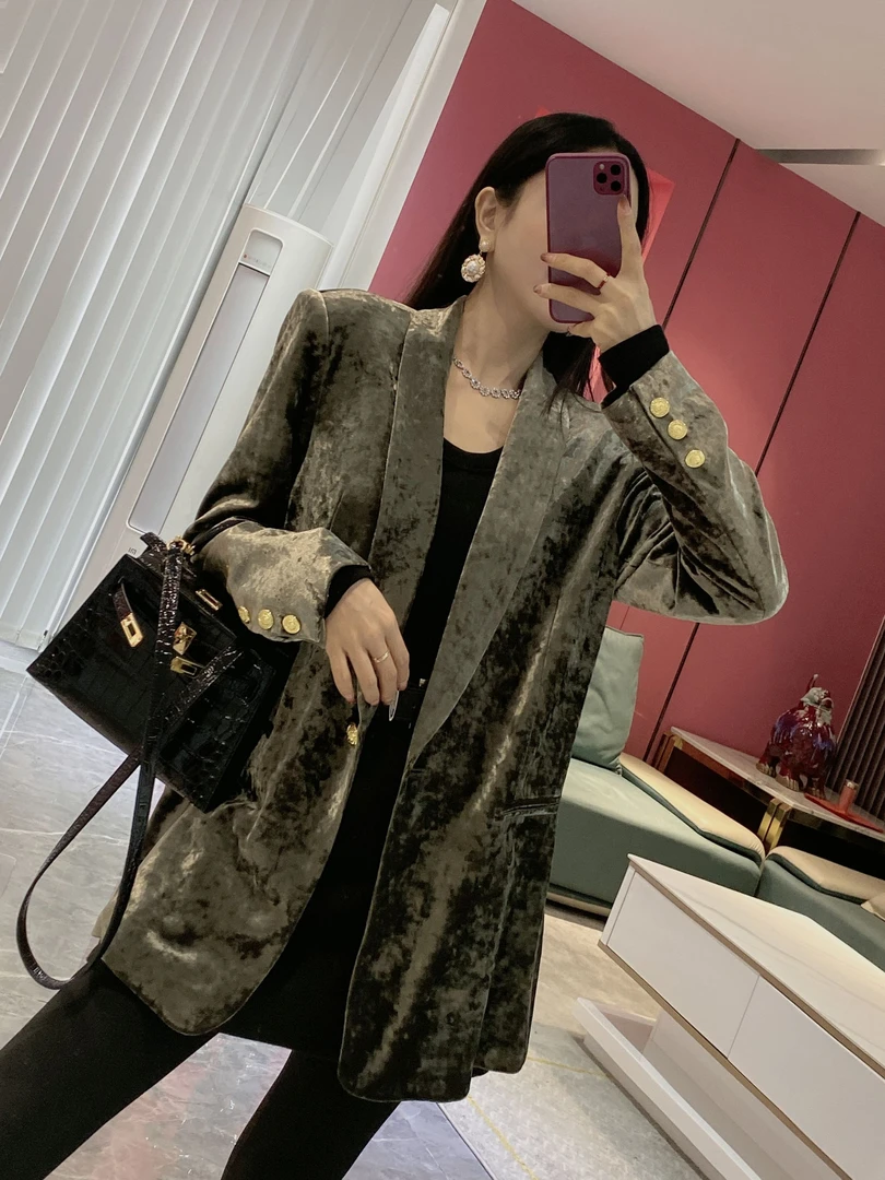 轻奢丝绒西装外套1815