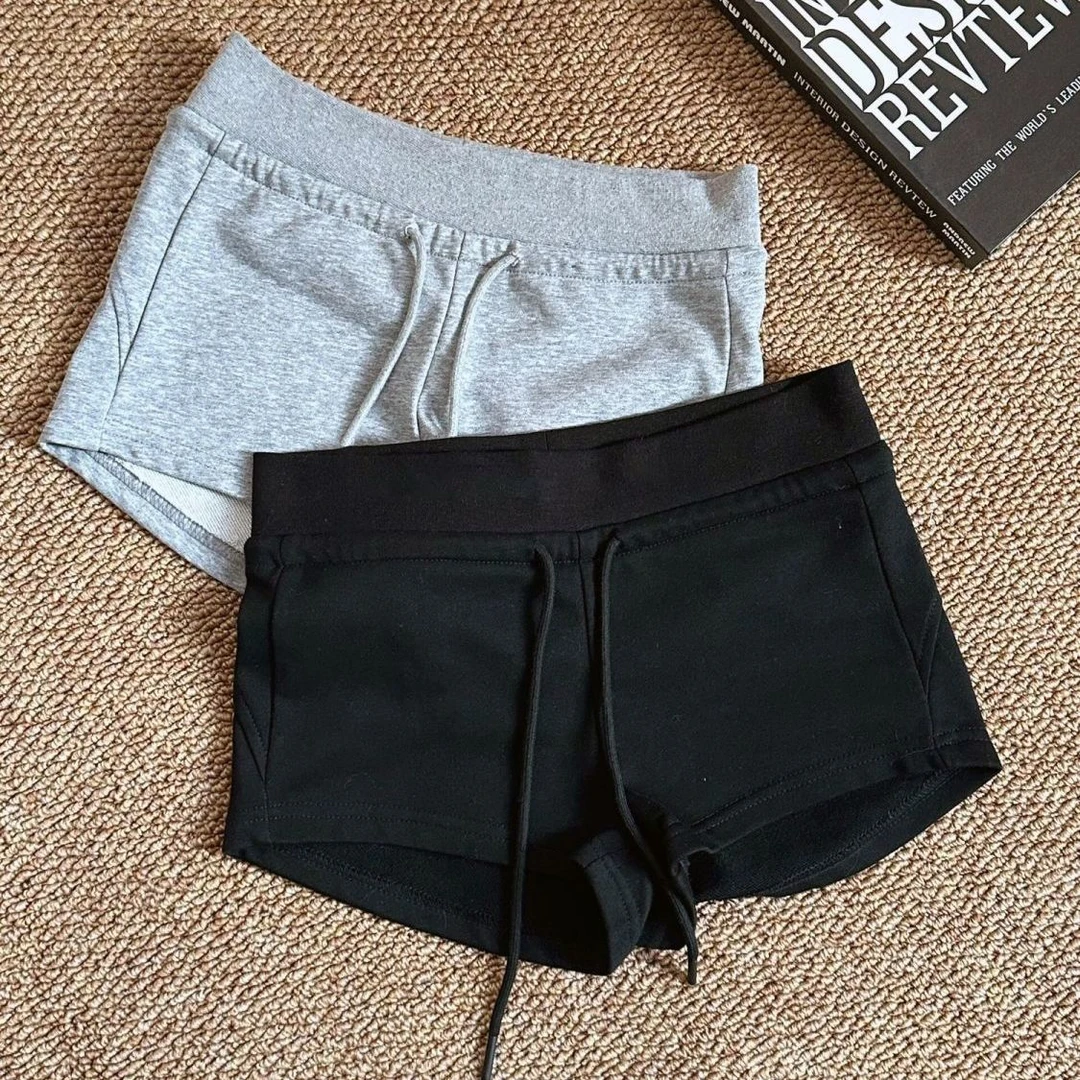 休闲美式辣妹运动短裤子女2025夏季新款修身外穿包臀抽绳低腰热裤