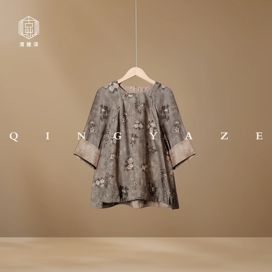 墨韵繁华！新中式铜氨丝上衣！GZ5521