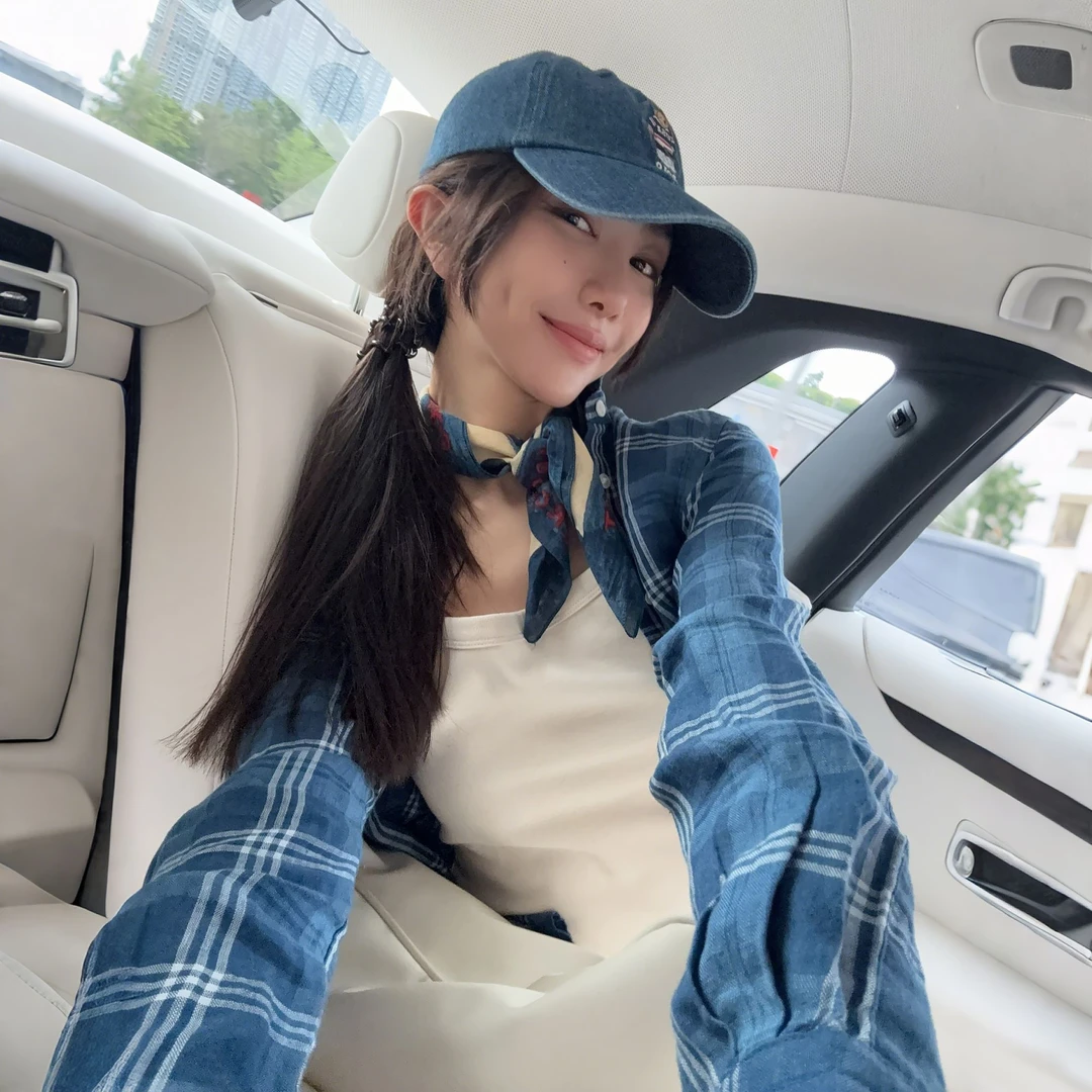 ROMI STUDIO“经典复古”100%亚麻轻薄微皱感格纹衬衫 RWCRSM3225