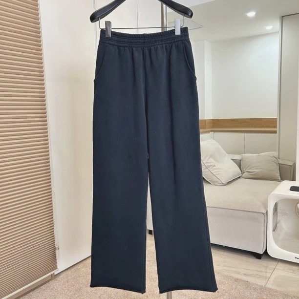 特价№退№换加绒厚款直筒休闲洗水灰卷边长裤卫裤