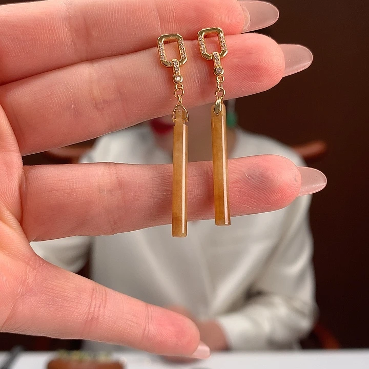 银S925镶嵌翡翠耳饰