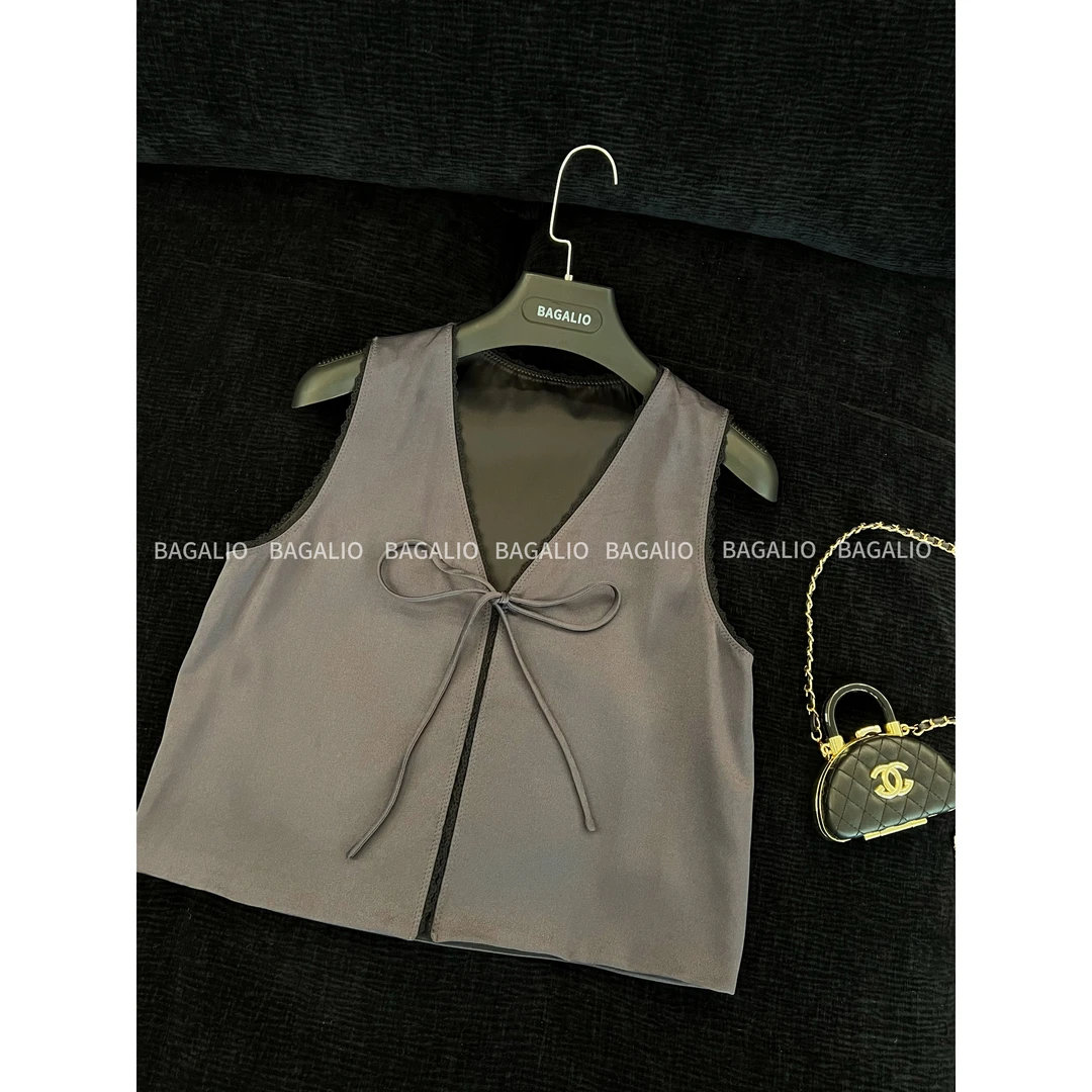 【BAGALIO】花边装饰醋酸无袖马甲 2786