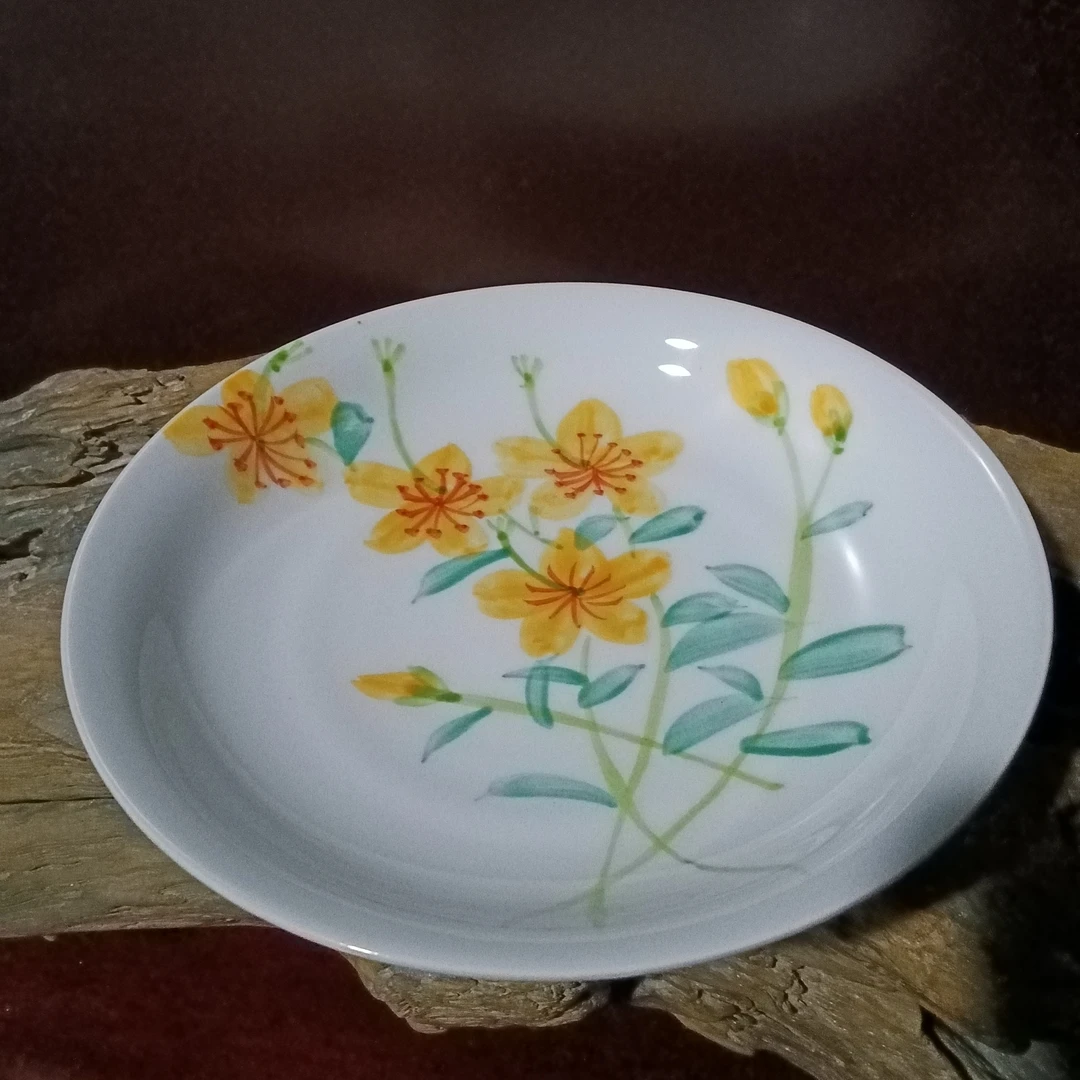 高温手绘温中彩7寸花卉餐盘