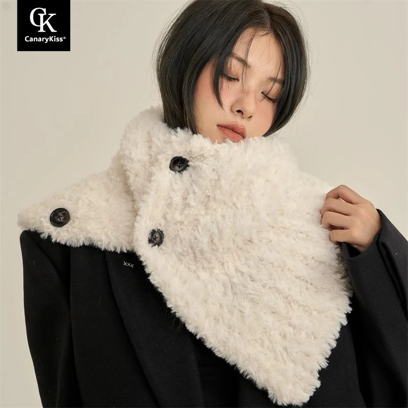 CanaryKiss高级氛围感围巾女秋冬加厚保暖护颈围脖毛茸茸披肩脖套