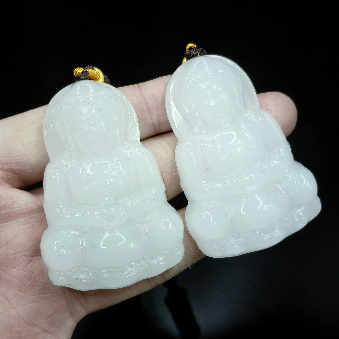【老涂精选】白冰玉观音吊坠赠绳Y9【多样性发其一】约54-36-10mm