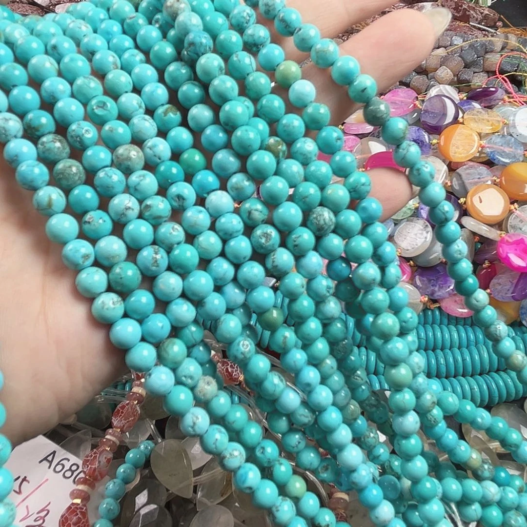 玛瑙/玉髓合金珠宝半成品A706.  3条6mm圆珠