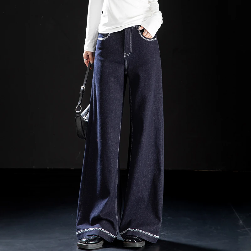 美式复古设计感阔腿牛仔裤女2026裤子网红款春秋新款加厚直筒裤女
