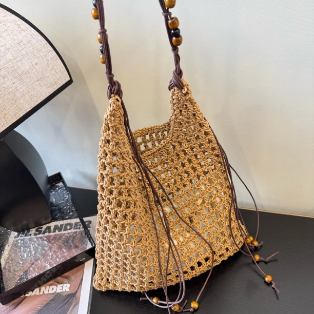 夏度假风草编手工编织托特包镂空包女单肩斜挎大包大容量