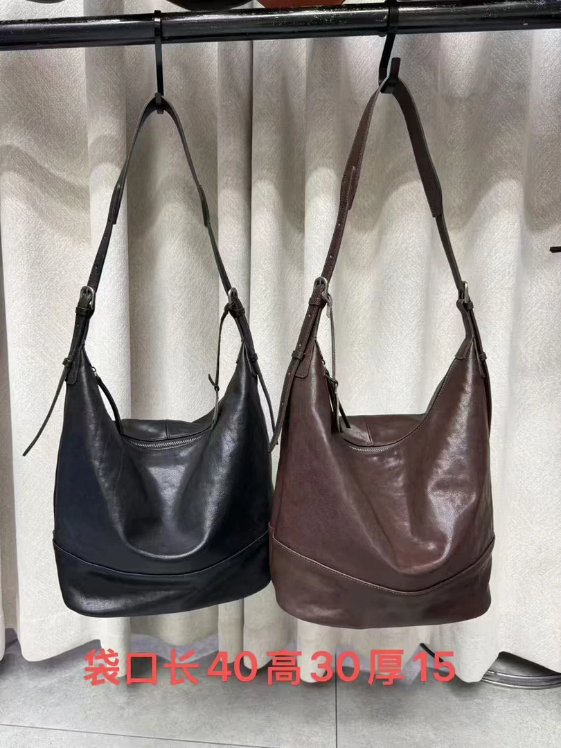 真皮牛皮大水桶包洋气款单肩斜跨水桶包高30口40底长底宽15