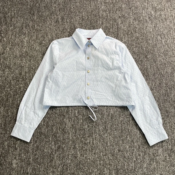 全新未使用 GUCCI/古驰 7887/蓝色logo满印短款衬衣外套/40码