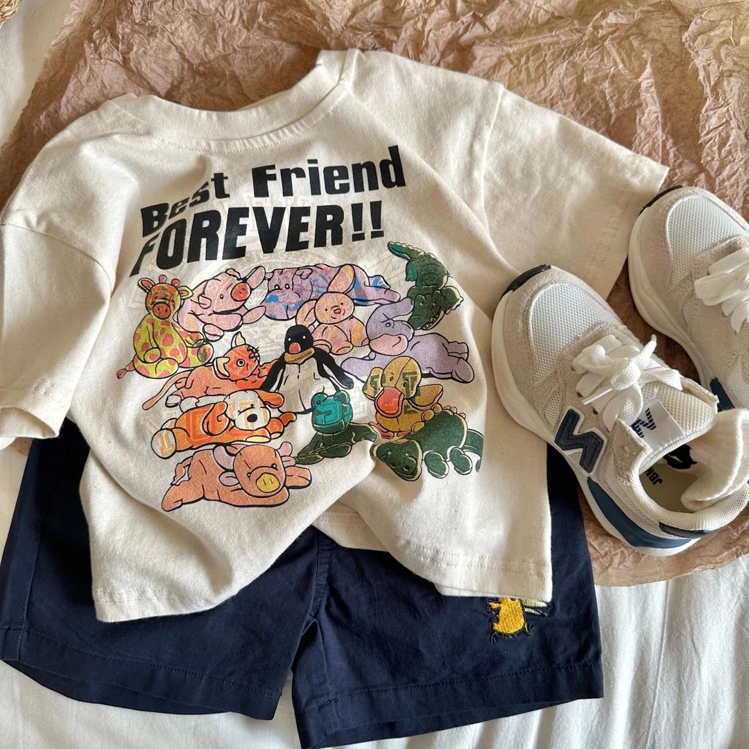 儿童t恤男2025夏季新品男女童卡通印花短袖T宝宝夏天衣服薄款T恤