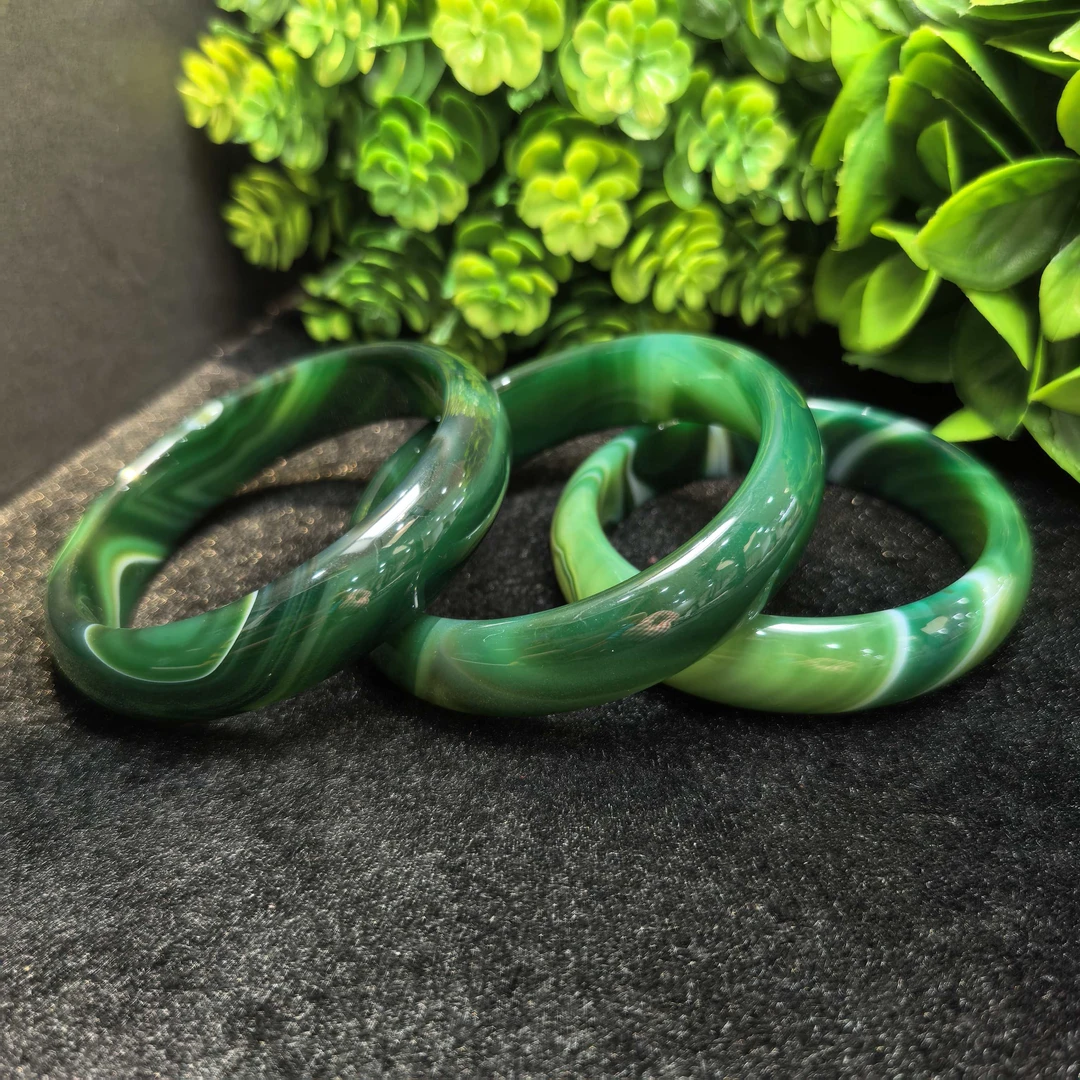 江德洋珠宝S6182龙纹青花灵碧玛瑙绿手镯配盒-多样性发货只发一件