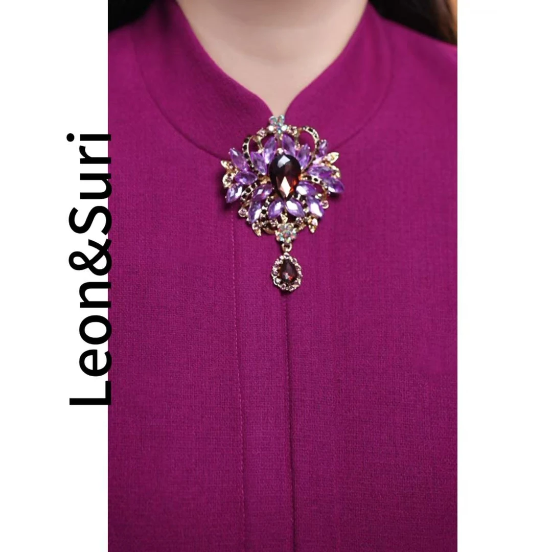 合金亚克力胸针 Leon&Suri紫星绽光胸针轻奢闪钻别针优雅装饰配饰