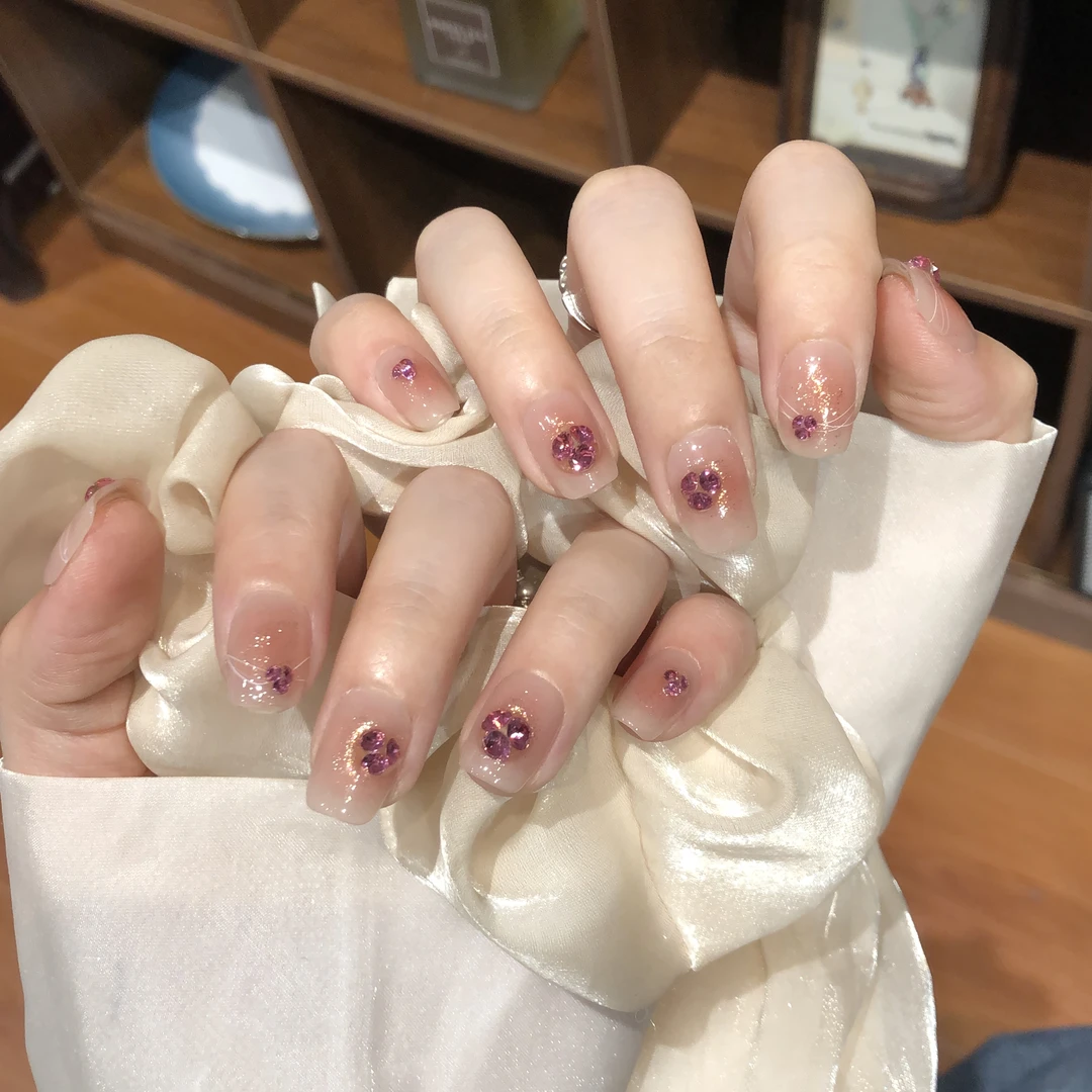 喵公子【克-拉-莓-莓】【施家全华钻】纯手工穿戴甲可拆卸美甲光疗甲