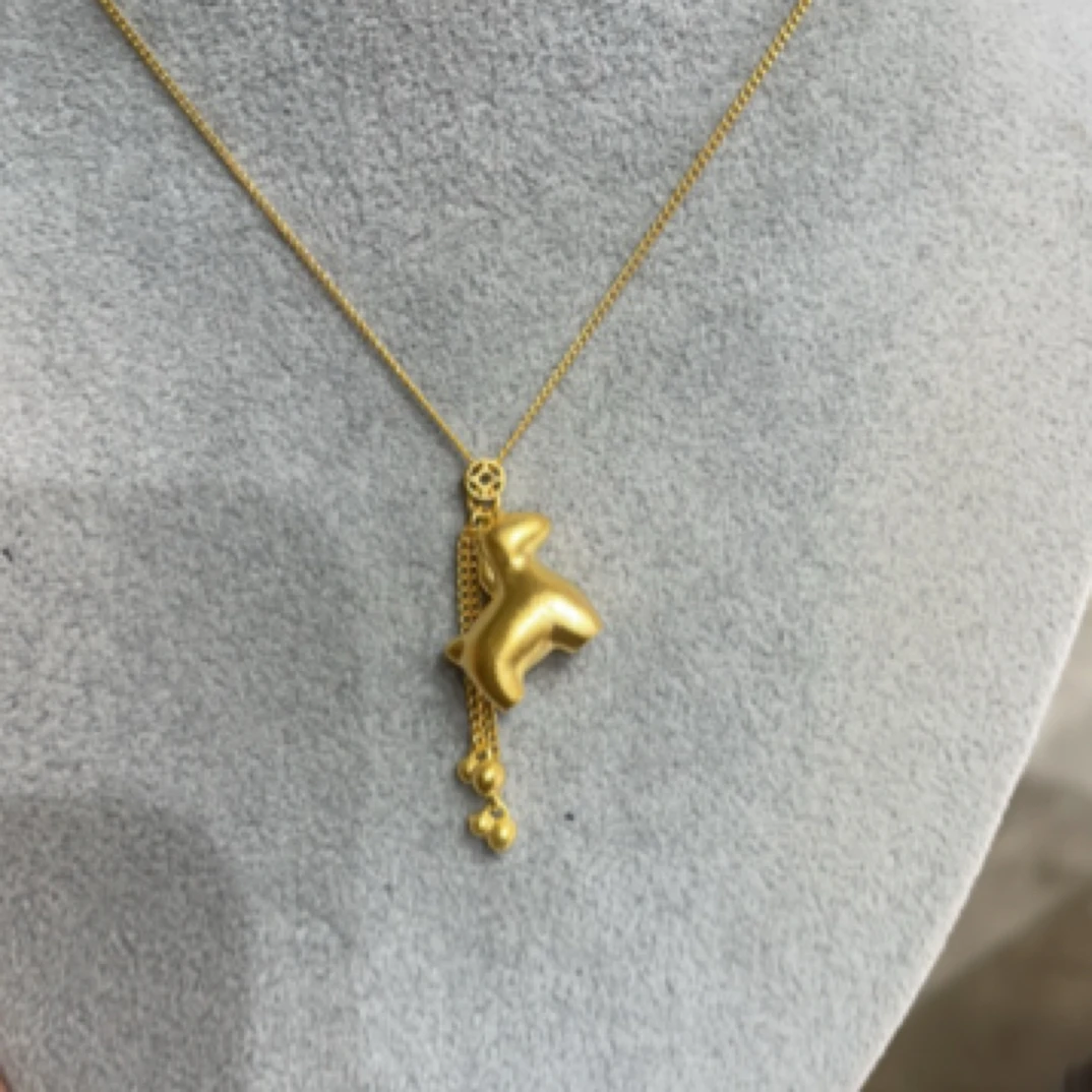 【不支持无理由退】足金999小木马套链