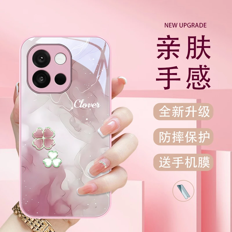 四叶爱心适用一加13T手机壳1加13t可爱女款高级防摔网红新款情侣