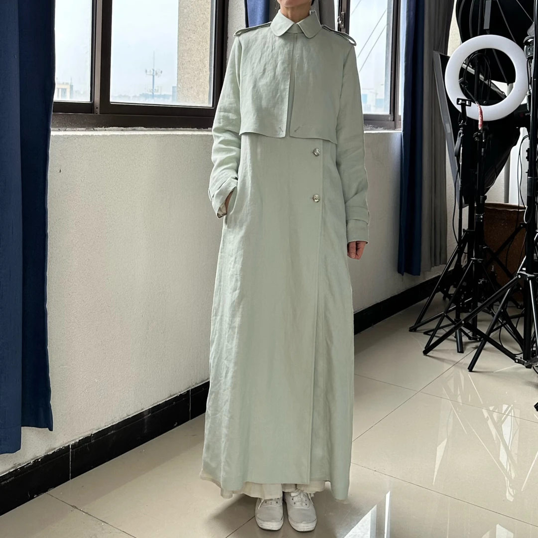 卓立•秦 原版 Q1077 提气 修身长裙款风衣