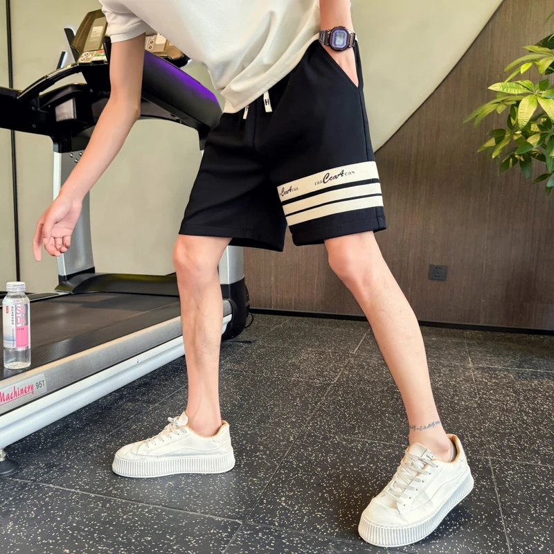 条纹短裤男士2025新款潮牌五分裤痞帅中裤子夏季休闲宽松大裤衩男