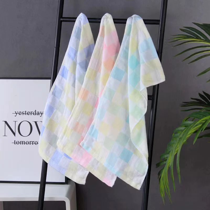 （5条）纯棉格子毛巾25*50cm花色随机