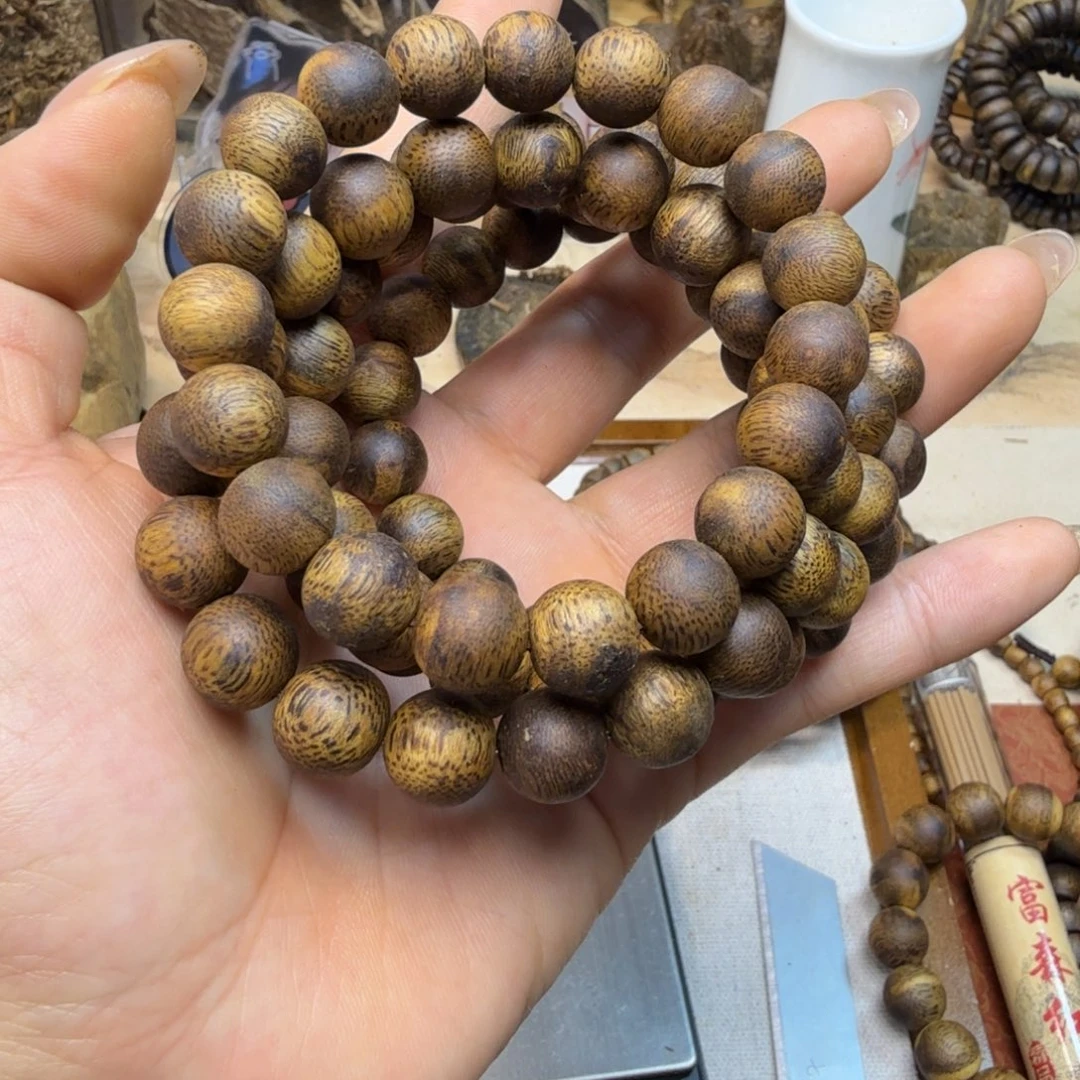 沉香碎屑沉香清货！金沙叶卡10圆珠8克单圈多样性发一条