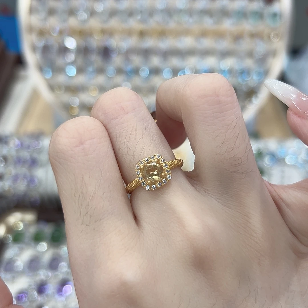 戒指银S925镶嵌黄晶