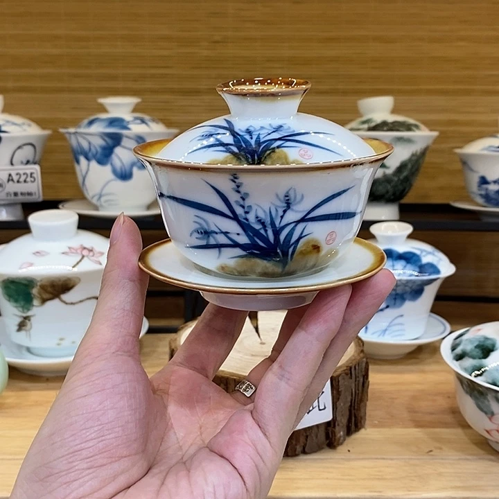 手绘窑变兰花150cc 瑕疵福利款