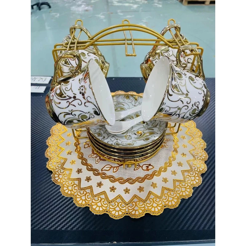 镀金边欧式创意家用茶具陶瓷马克杯英式咖啡杯碟架套装