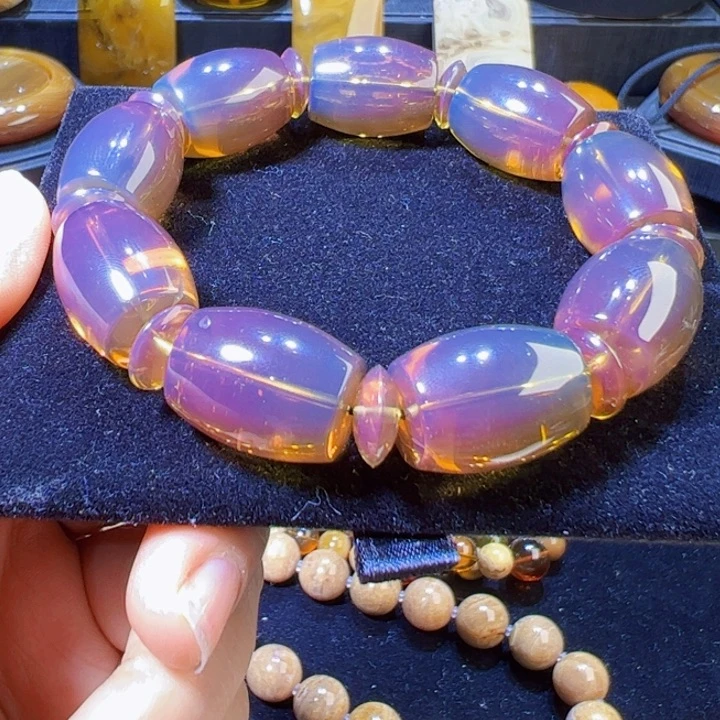 琥珀手链未镶嵌用****3玫绿双色茶手串