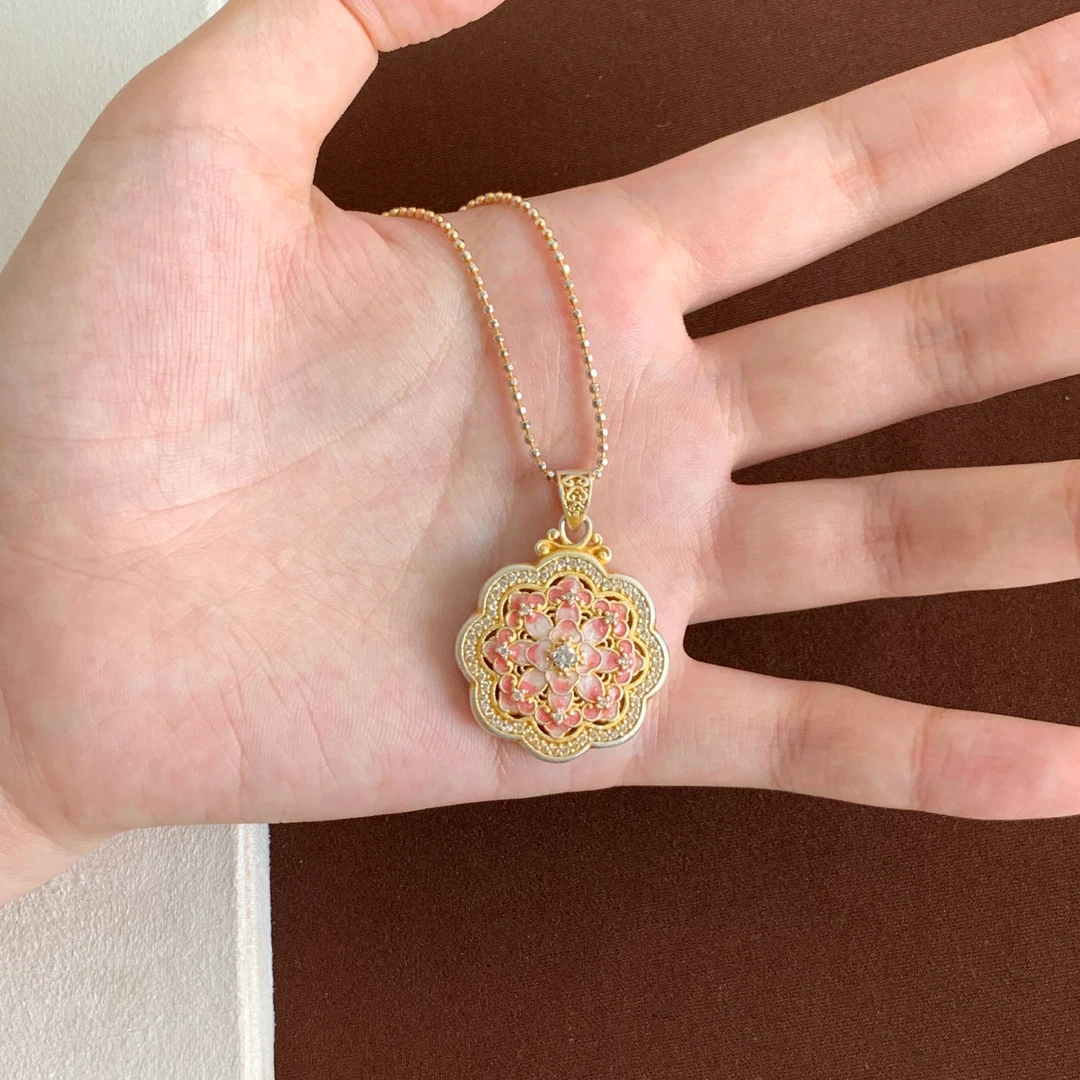 吊坠足银珐琅 燕归yangui“花春宴”足银999.9吊坠项链 13g