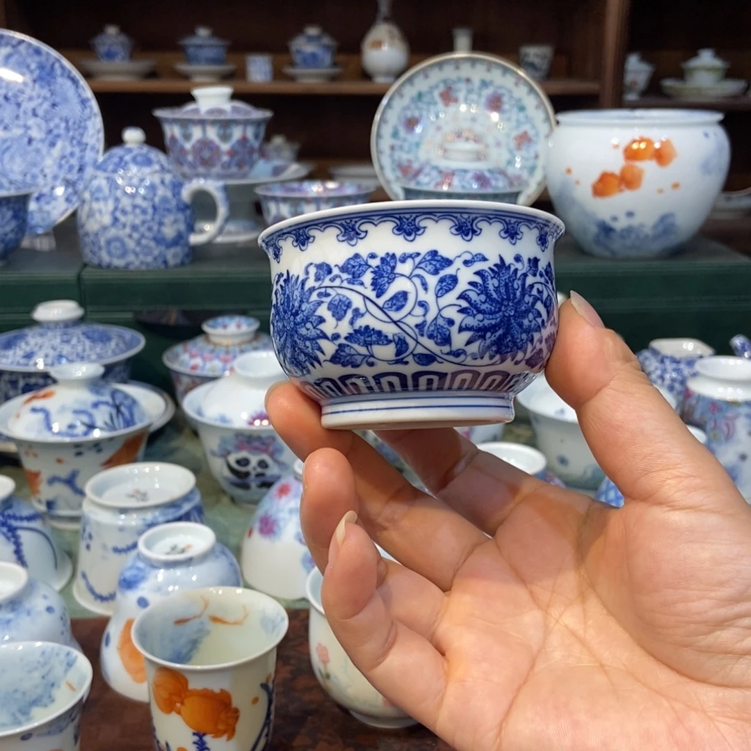 w雪山春晓缠枝莲炉式杯