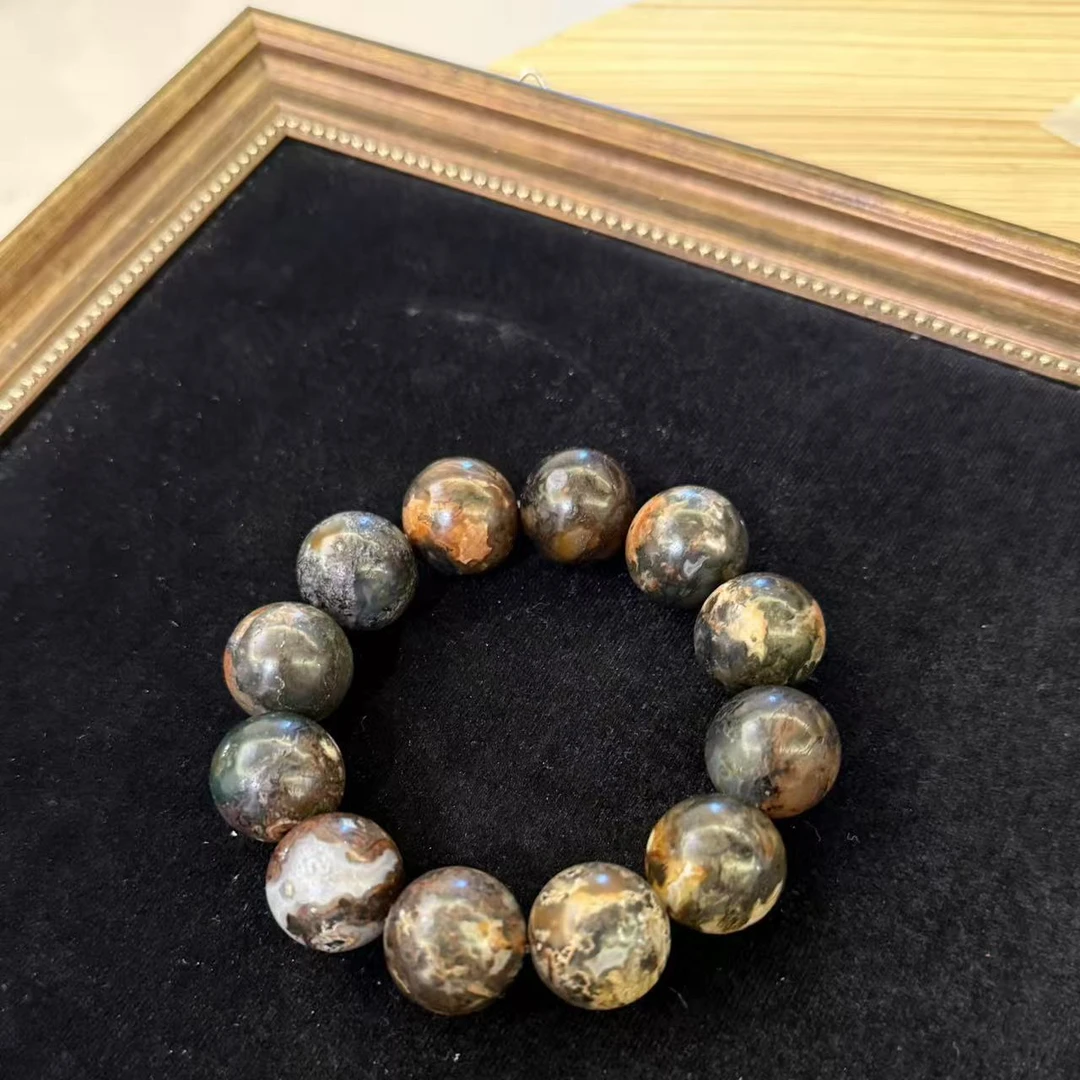 XY165 玛瑙水草纹圆珠手串 多样性发其一