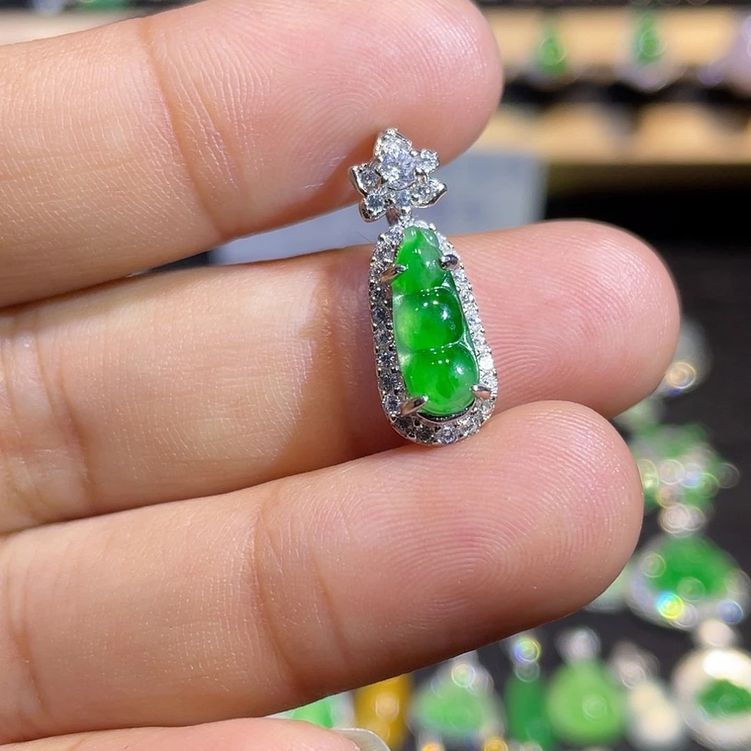 翡翠银S925镶嵌吊坠(不含链)