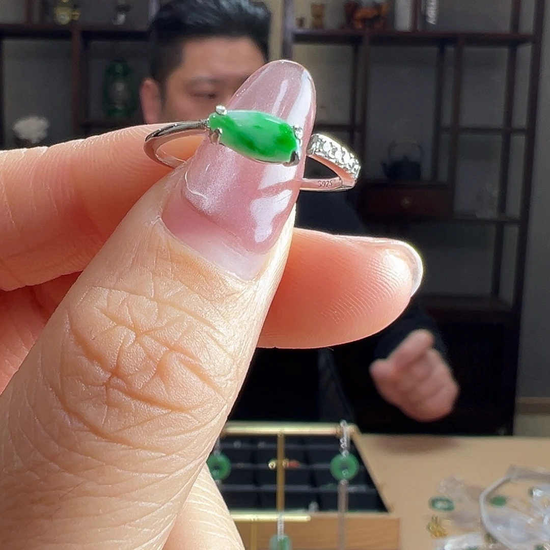 翡翠银S925镶嵌戒指戒指38