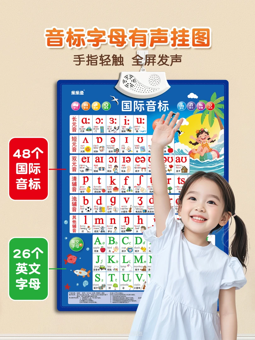 音标有声挂图英语发音和自然拼读发音48个国际英文26个字母表神器