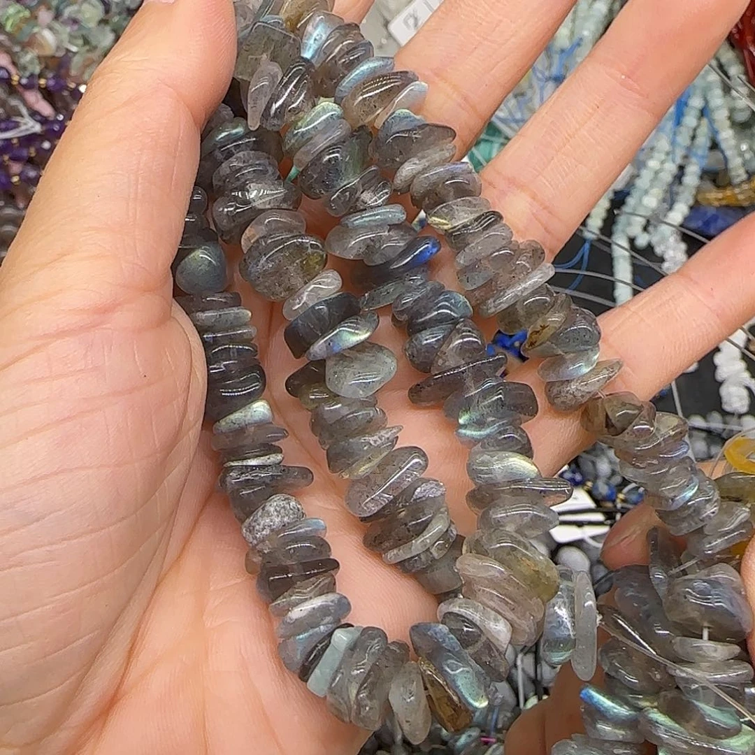 玛瑙/玉髓合金珠宝半成品灰月光8-10mm随形一条