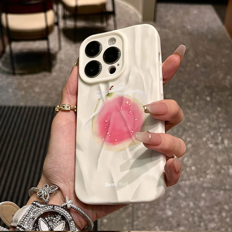 插画芭乐适用iphone16/15苹果12褶皱手机壳14proma/13软11/8x情侣