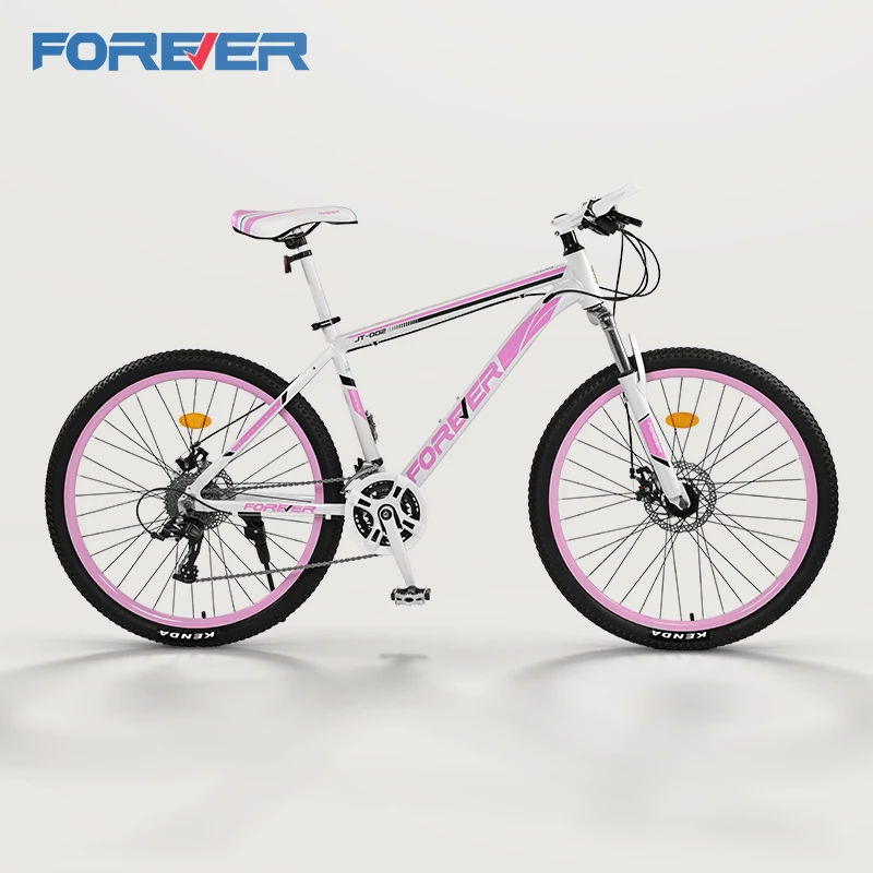 永久牌女式山地自行车双碟刹变速减震铝合金女生代步粉色颜值单车